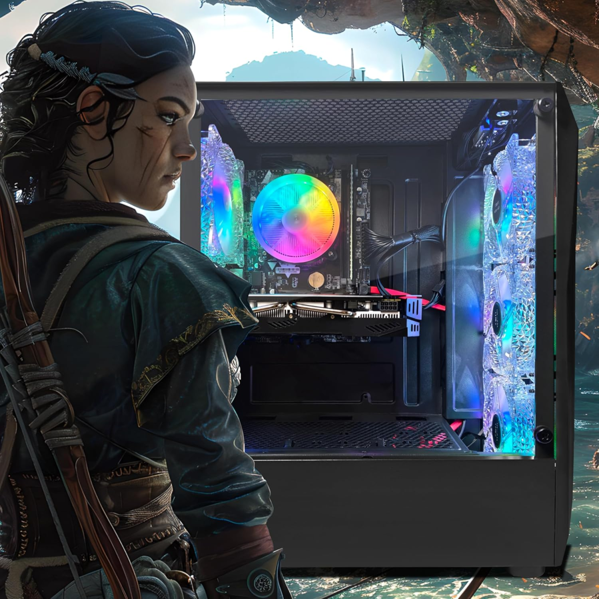 Gaming PC Computer Desktop, Radeon RX 580 16G GDDR5, Intel Core I5-9400F up to 4.1Ghz, 16G DDR4 Memory, 512G SSD, 600M Wifi, BT 5.0, RGB Fan X 4, RGB Mouse Pad, Windows 11 Home - Image 3