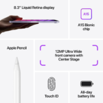 Ipad Mini (6Th Generation): A15 Bionic, 8.3-Inch Liquid Retina Display, 64GB, Wi-Fi 6, 12MP Front/12Mp Back Camera, Touch ID, All-Day Battery Life – Purple - Image 5