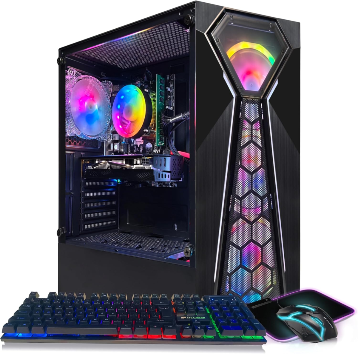 Gaming PC Computer Desktop, Radeon RX 580 16G GDDR5, Intel Core I5-9400F up to 4.1Ghz, 16G DDR4 Memory, 512G SSD, 600M Wifi, BT 5.0, RGB Fan X 4, RGB Mouse Pad, Windows 11 Home - Image 1