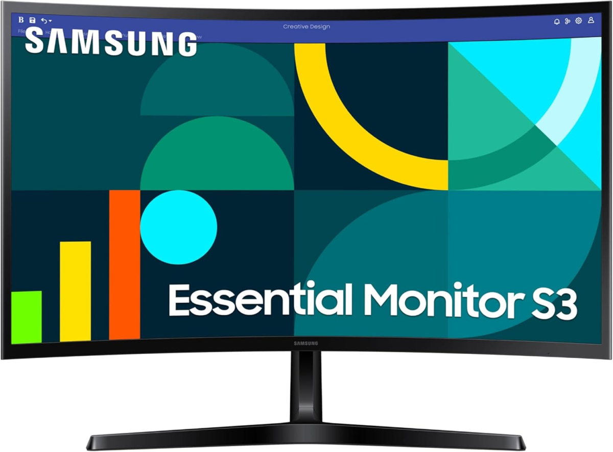 27" Essential S3 (S36GD) Series FHD 1800R Curved Computer Monitor, 100Hz, Game Mode, Advanced Eye Comfort, HDMI and D-Sub Ports, LS27D366GANXZA, 2024 - Image 1