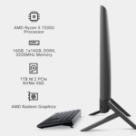 Inspiron 5415 All in One Desktop - 23.8-Inch FHD (1920X1080) Touchscreen Display, AMD Ryzen 5-7530U Processor, 16GB DDR4 RAM, 1TB SSD, AMD Radeon Graphics, Windows 11 Home, Onsite Service - Black - Image 7