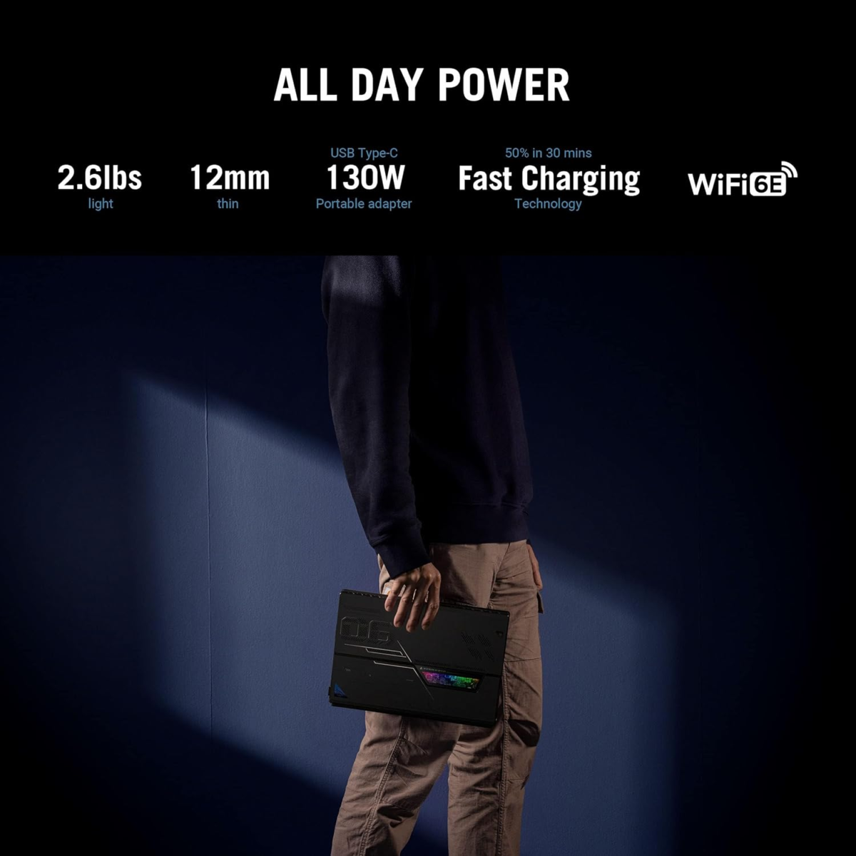 ROG Flow Z13 (2023) Gaming Laptop Tablet, 13.4” Nebula Display 16:10 QHD 165Hz, Geforce RTX 4050, Intel Core I9-13900H, 16GB LPDDR5, 1TB Pcie SSD, Wi-Fi 6E, Windows 11, Gz301Vu-Ds94,Black - Image 9