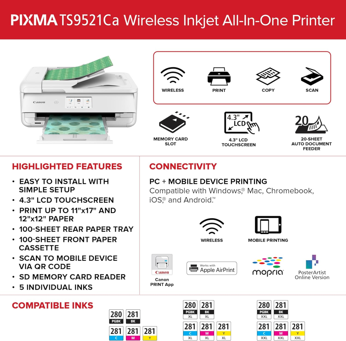 PIXMA Ts9521Ca – Wireless Home All-In-One Inkjet Printer - Image 7
