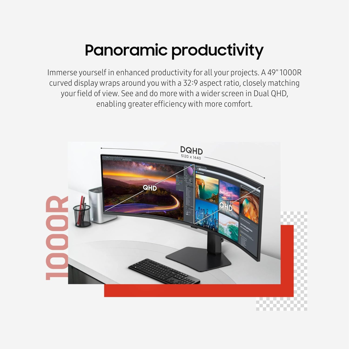 49-Inch Business Curved Ultrawide Dual QHD Computer Monitor, USB-C, Displayport, HDMI, 120Hz, VESA Displayhdr 400, Built-In Speakers, Height Adjustable Stand, Eye Care, LS49C954UANXZA, 2024 - Image 4