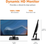 24-Inch IPS Monitor 75 Hz Powered with AOC Technology FHD 1080P HDMI, Display Port and VGA Input VESA Compatible Built-In Speakers for Office and Home, Black - Image 5