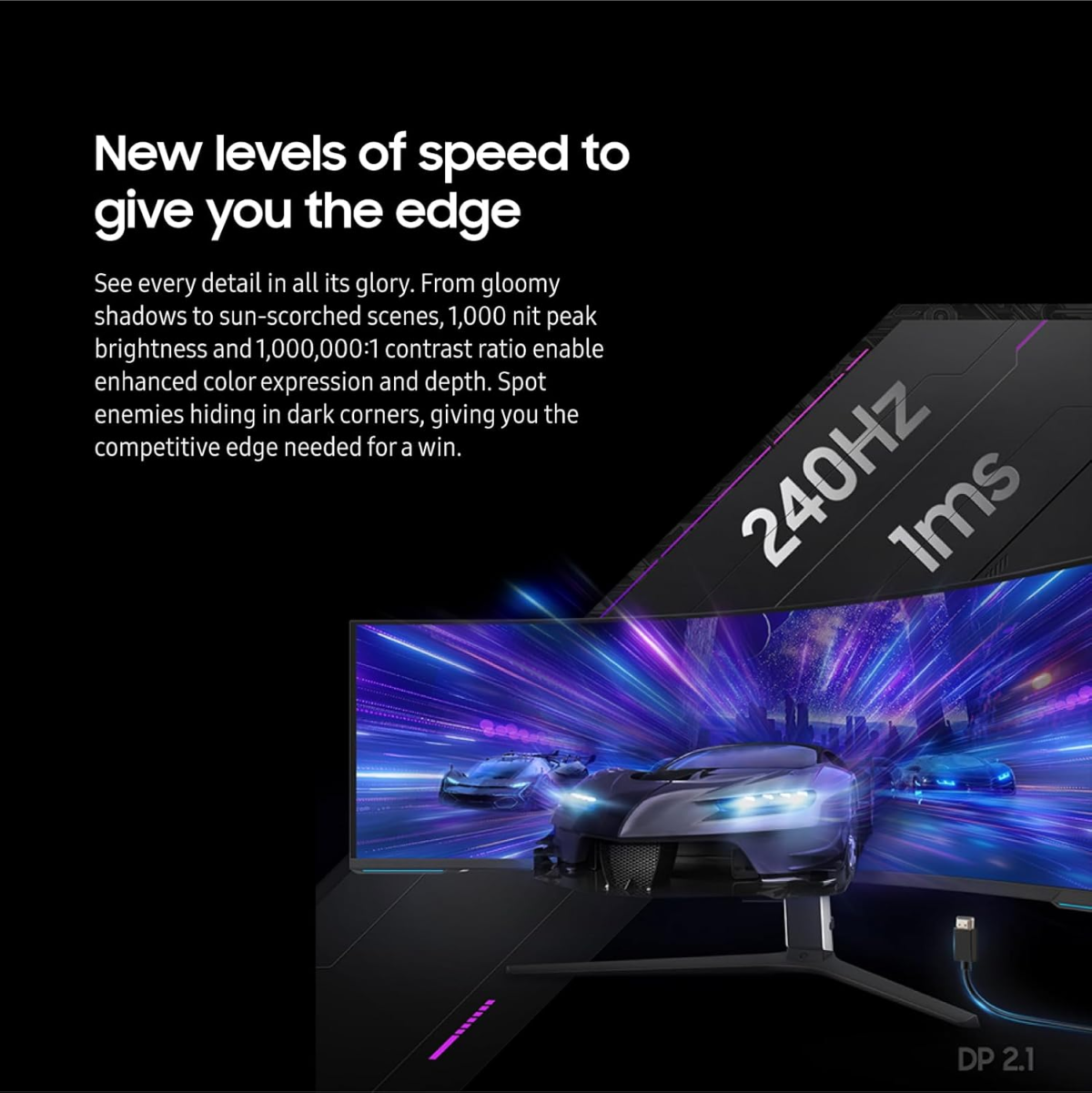 57" Odyssey Neo G9 Series Dual 4K UHD 1000R Curved Gaming Monitor, 240Hz, 1Ms with Displayport 2.1, Quantum Mini-Led, Displayhdr 1000, AMD Freesync Premium Pro, LS57CG952NNXZA, 2023 - Image 5