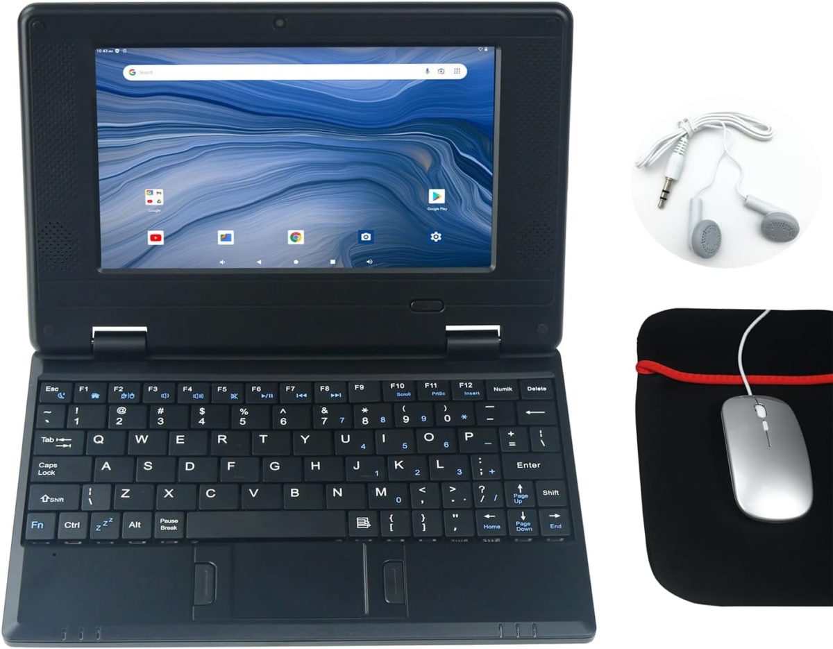 Portable Laptop Computer, 7 Inch Mini Laptop Powered by Android 5.1.1 OS, Quad Core, 8Gb ROM, HDMI, Wifi- Black, 4-10.99 Inches, 7VS500 - Image 1