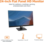 24-Inch IPS Monitor 75 Hz Powered with AOC Technology FHD 1080P HDMI, Display Port and VGA Input VESA Compatible Built-In Speakers for Office and Home, Black - Image 2